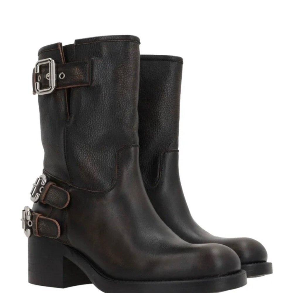 Chloé Buckled Textured leather ankle boots New condition - Picture 6 of 7